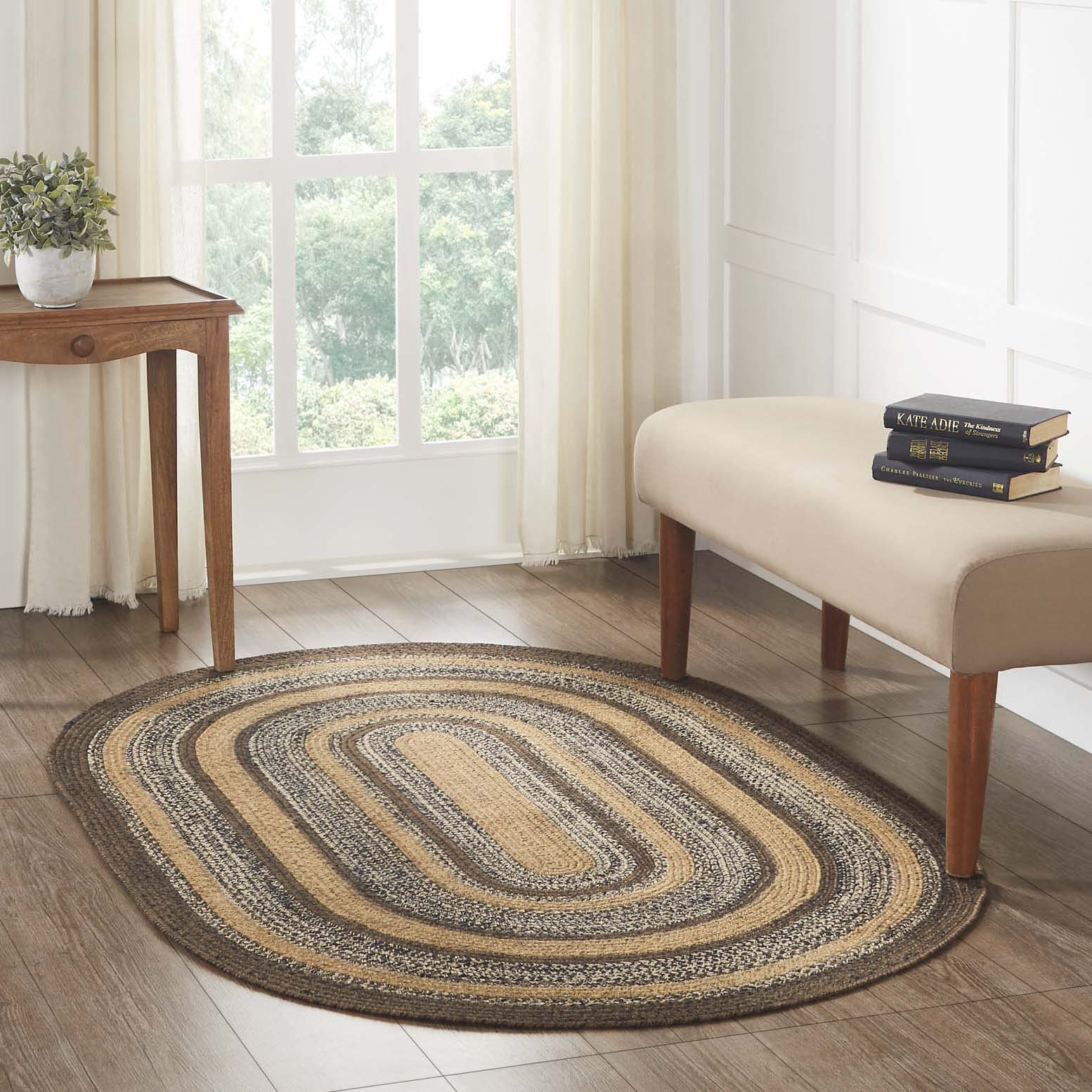Espresso Jute Braided Rug Oval with Rug Pad 4'x6' VHC Brands