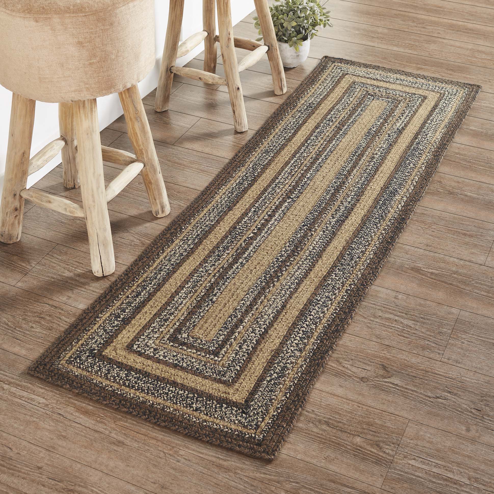 Espresso Jute Braided Rug/Runner Rect with Rug Pad 22"x72" VHC Brands