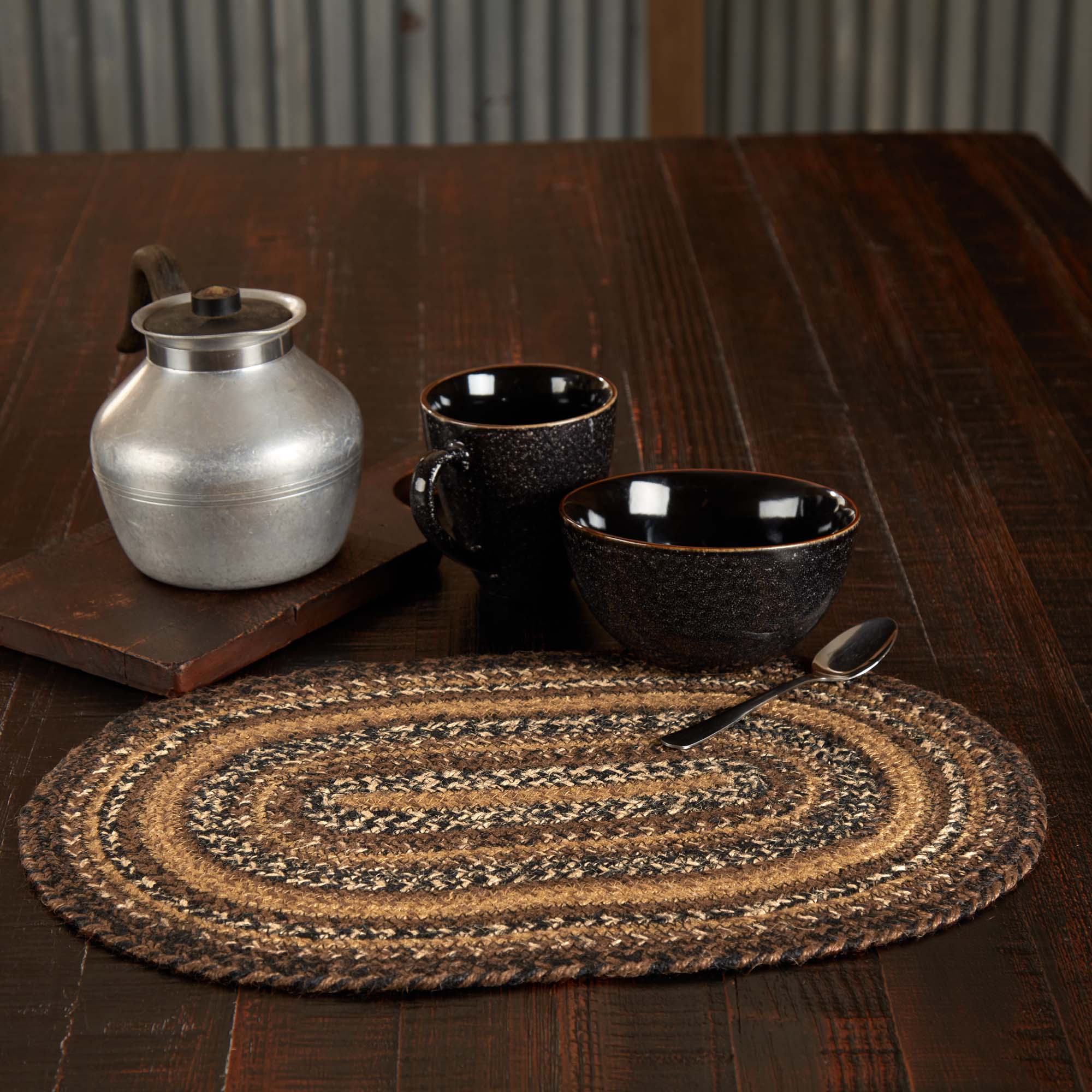 Espresso Jute Braided Oval Placemat 12"x18" VHC Brands
