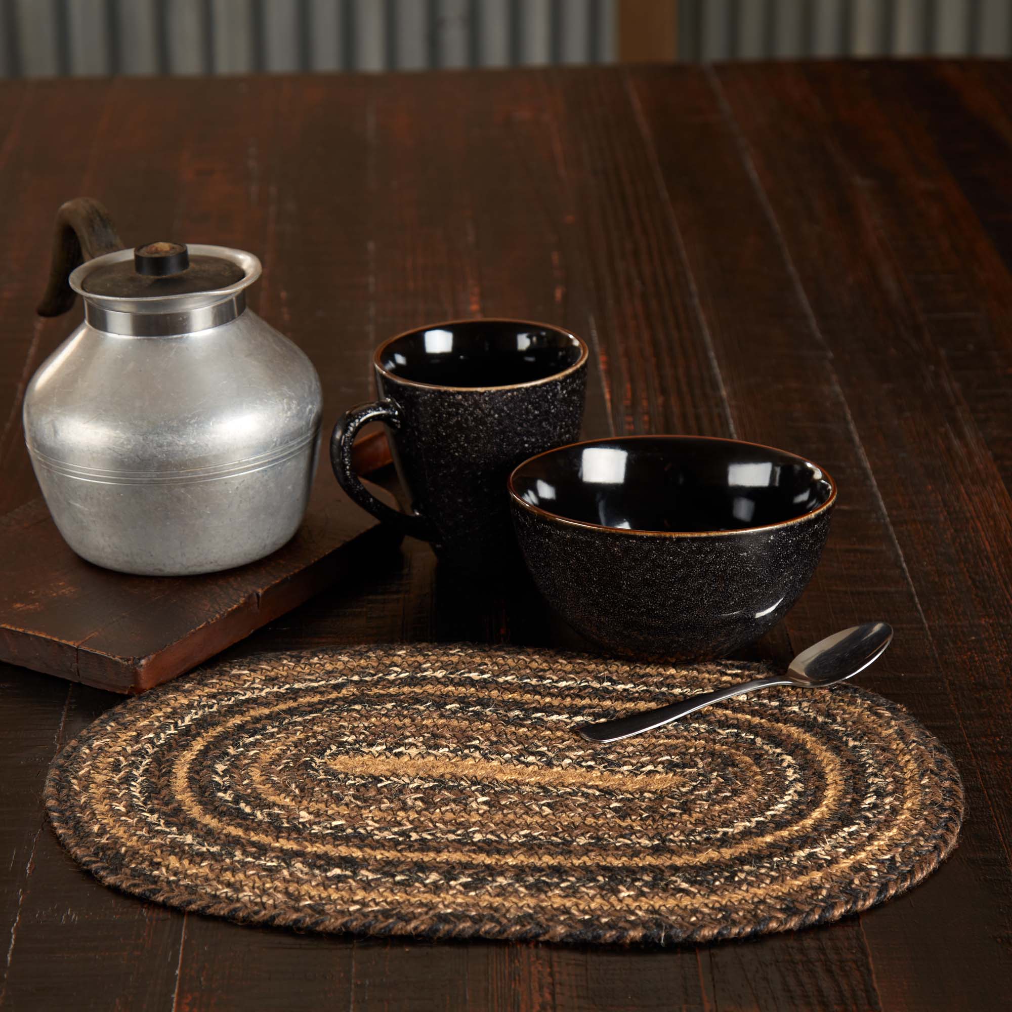 Espresso Jute Braided Oval Placemat 10"x15" VHC Brands
