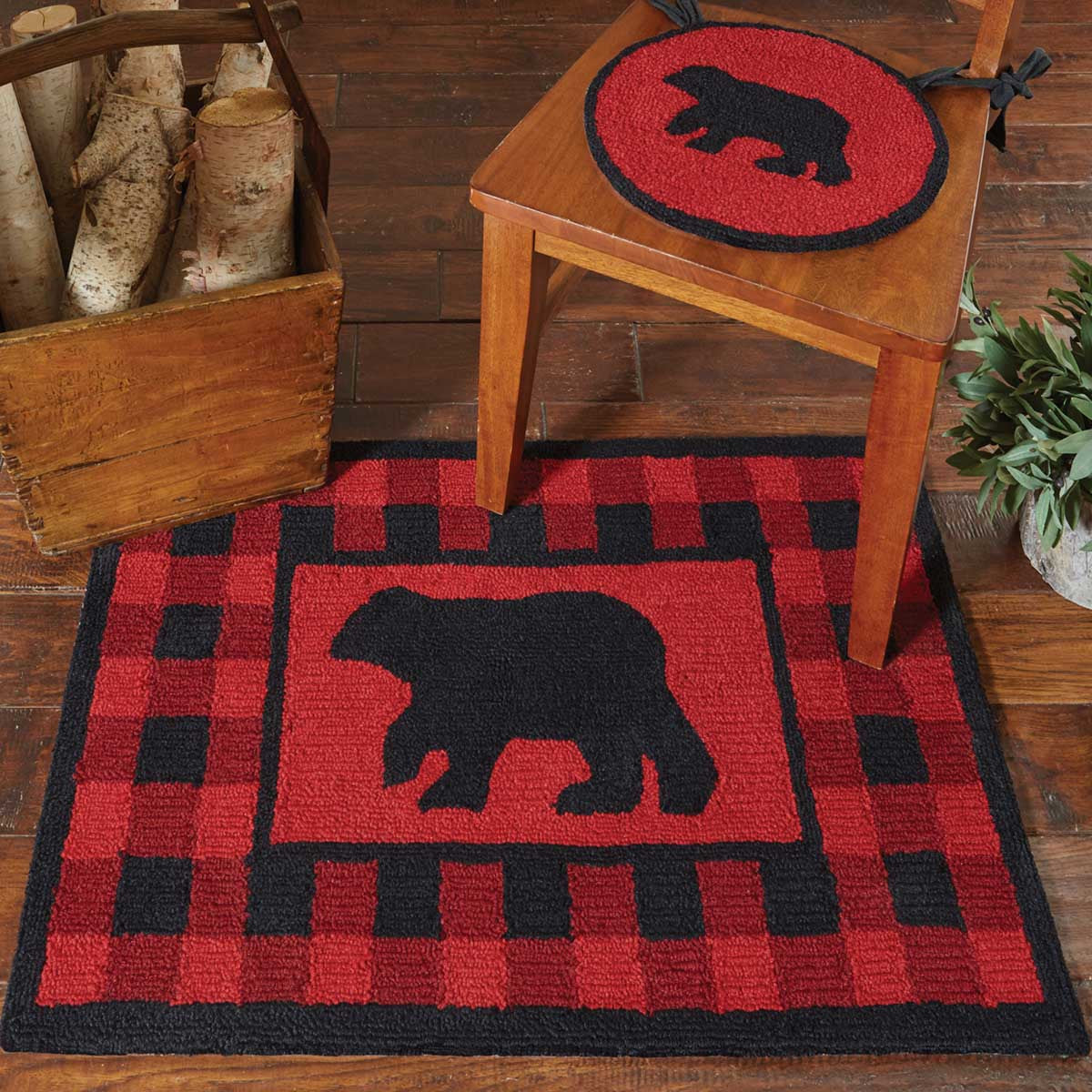 Buffalo Check Bear Hooked Rug - 2x3 Park Designs