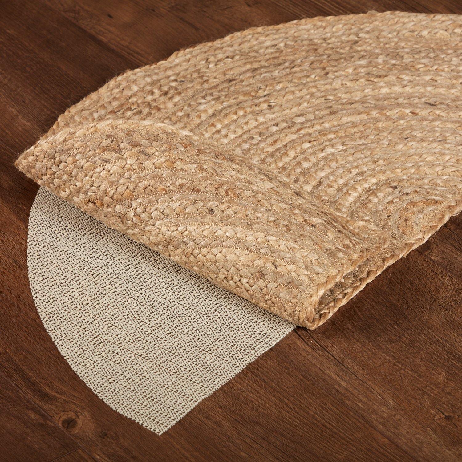Natural Jute Braided Rug Half Circle 16.5"x33" with Rug Pad VHC Brands - The Fox Decor