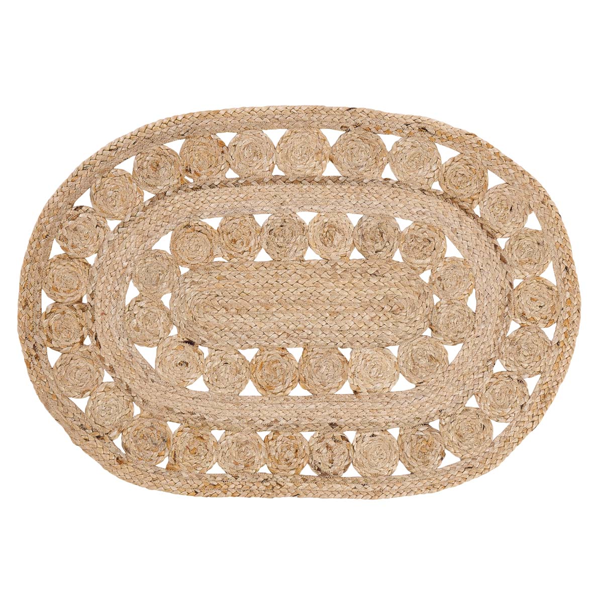 Celeste Jute Rug Oval Jute Braided Rug Oval 20"x30" with Rug Pad VHC Brands