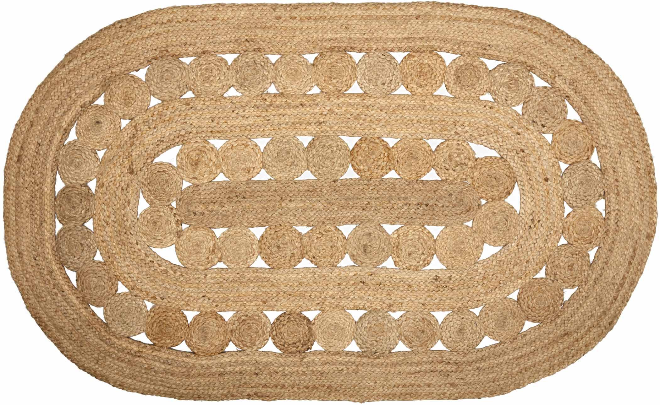 Celeste Jute Braided Rug Oval 3'x5' with Rug Pad VHC Brands - The Fox Decor