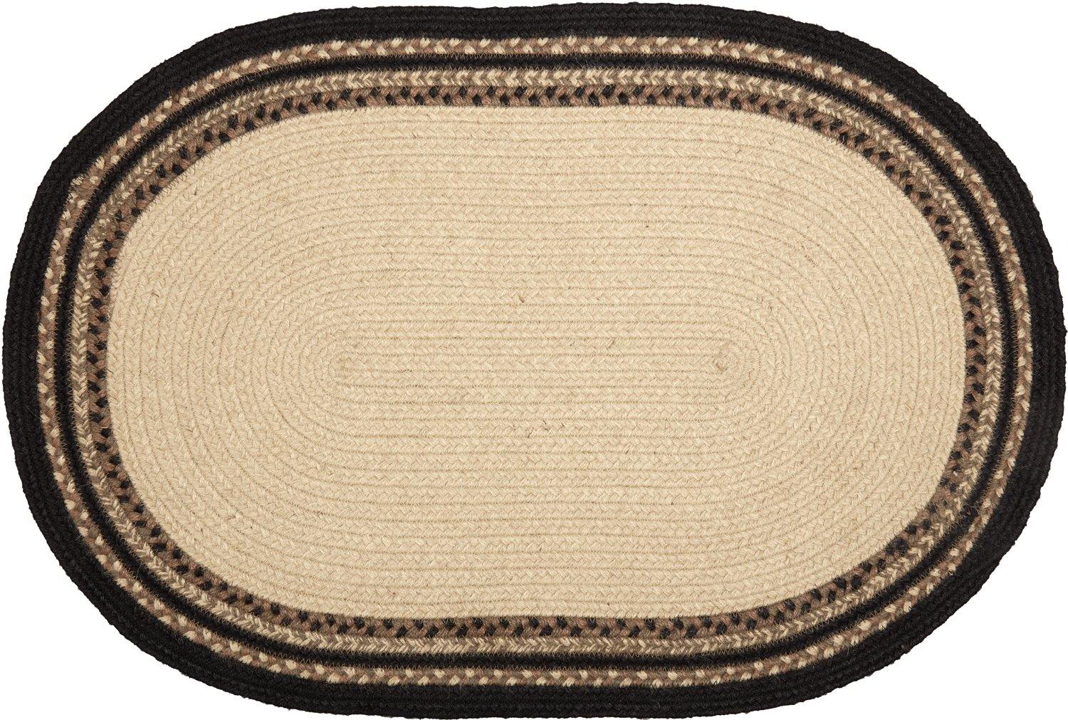 Sawyer Mill Charcoal Poultry Jute Braided Rug Oval 20"x30" with Rug Pad VHC Brands - The Fox Decor