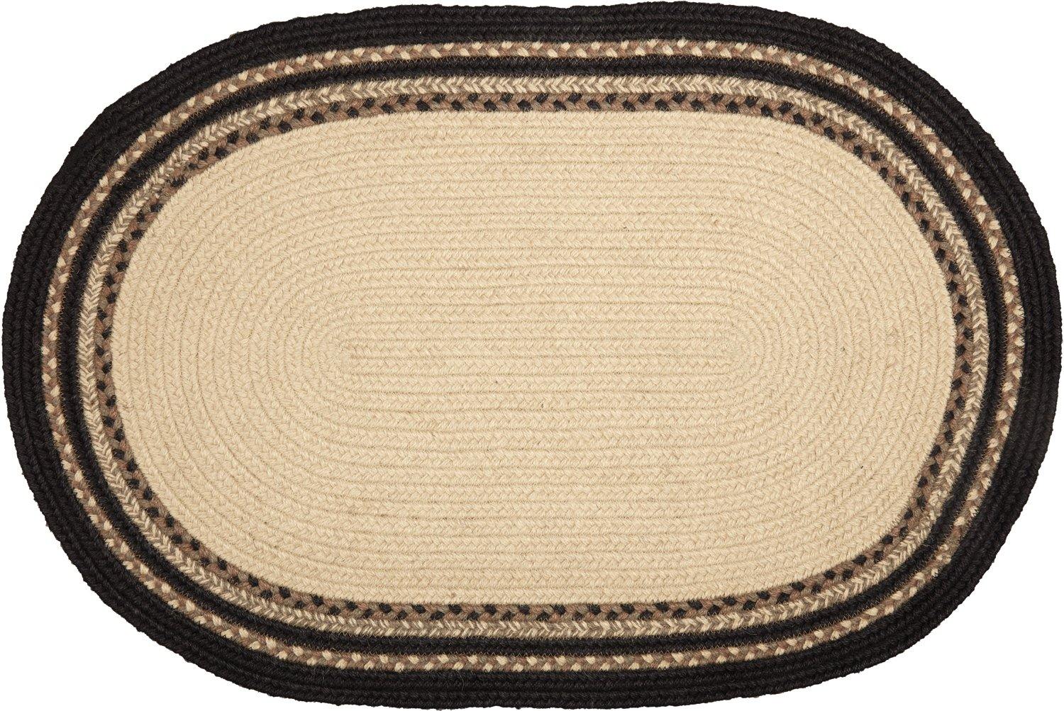 Sawyer Mill Charcoal Pig Jute Braided Rug Oval 20"x30" with Rug Pad VHC Brands - The Fox Decor