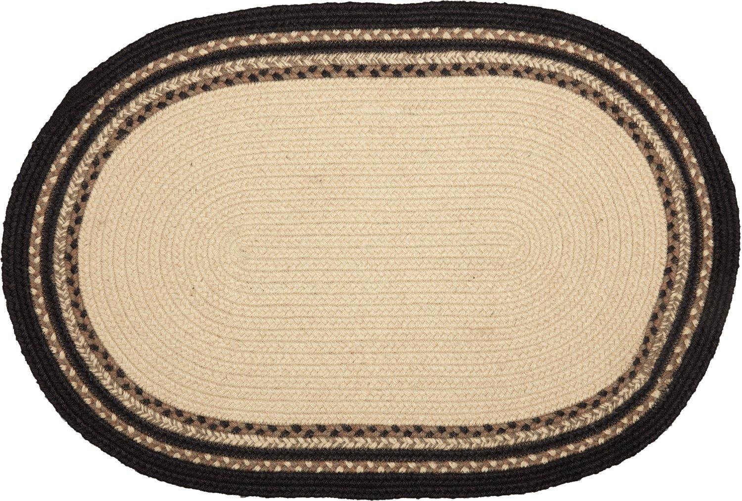 Sawyer Mill Charcoal Cow Jute Braided Rug Oval 20"x30" with Rug Pad VHC Brands - The Fox Decor