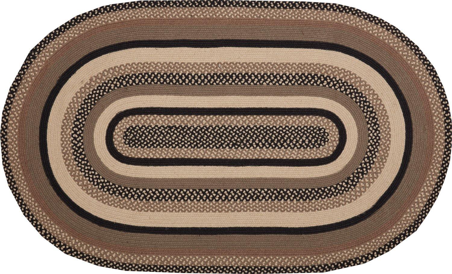 Sawyer Mill Charcoal Jute Braided Rug Oval 3'x5' with Rug Pad VHC Brands - The Fox Decor