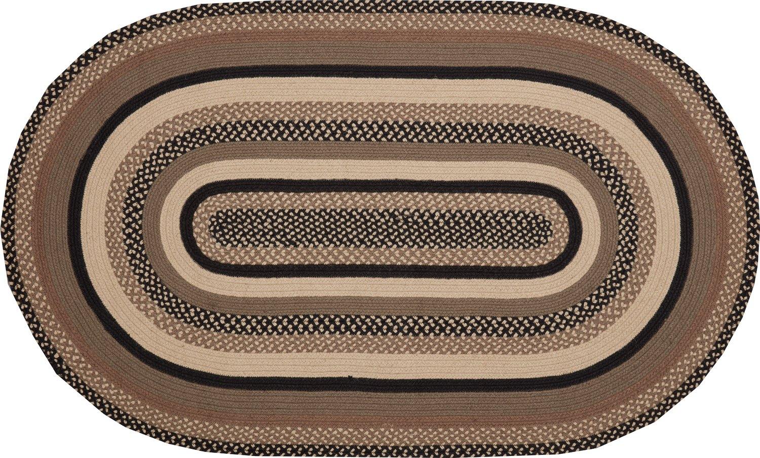 Sawyer Mill Charcoal Jute Braided Rug Oval 3'x5' with Rug Pad VHC Brands - The Fox Decor