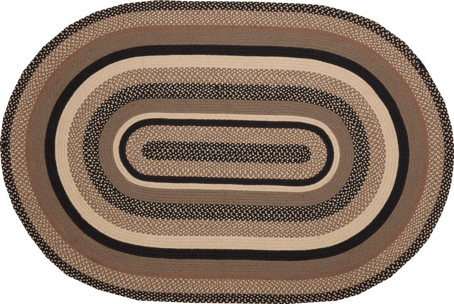 Sawyer Mill Charcoal Jute Braided Rug Oval 4'x6' with Rug Pad VHC Brands - The Fox Decor