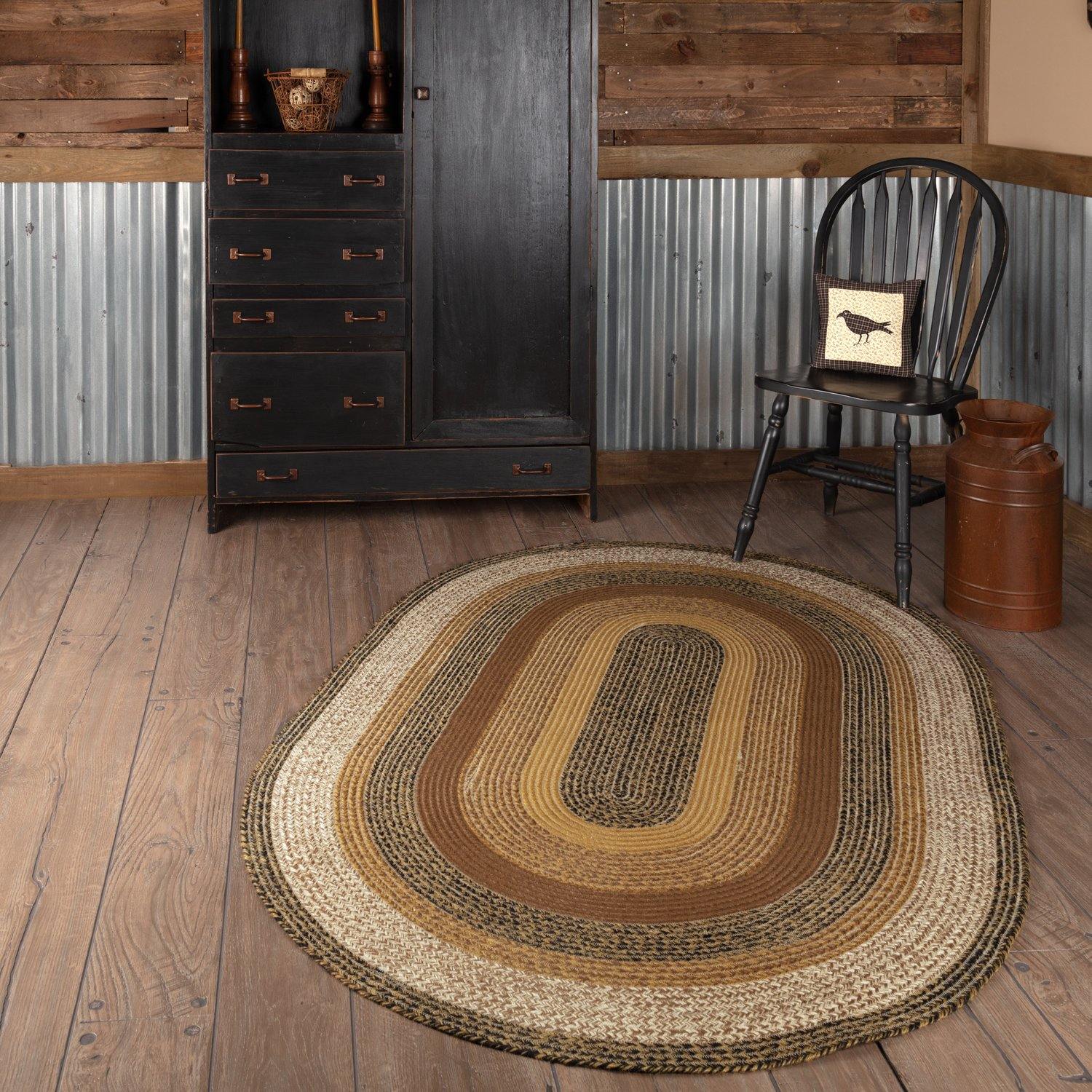 Kettle Grove Jute Braided Rug Oval 4'x6' with Rug Pad VHC Brands - The Fox Decor