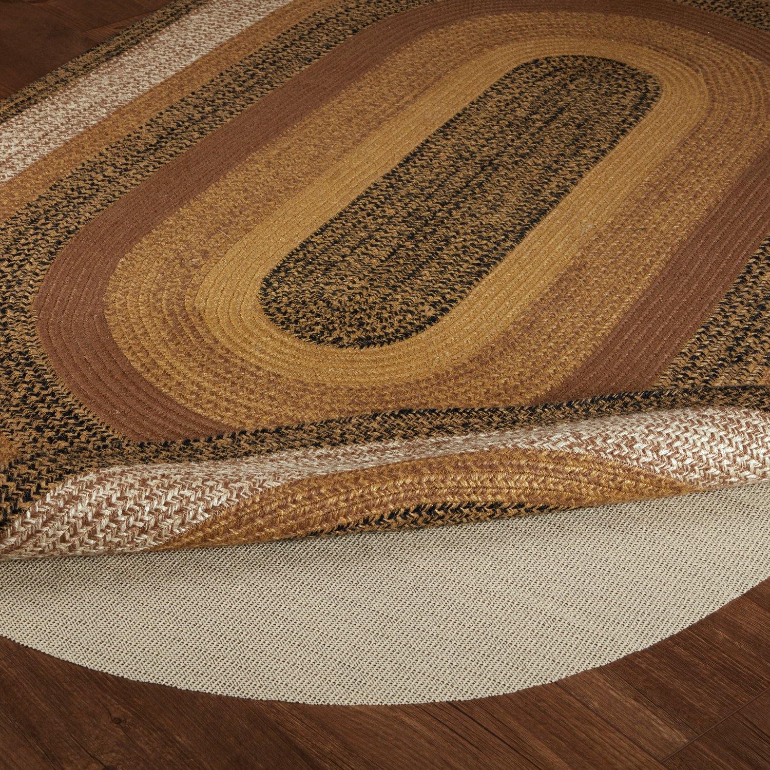 Kettle Grove Jute Braided Rug Oval 4'x6' with Rug Pad VHC Brands - The Fox Decor