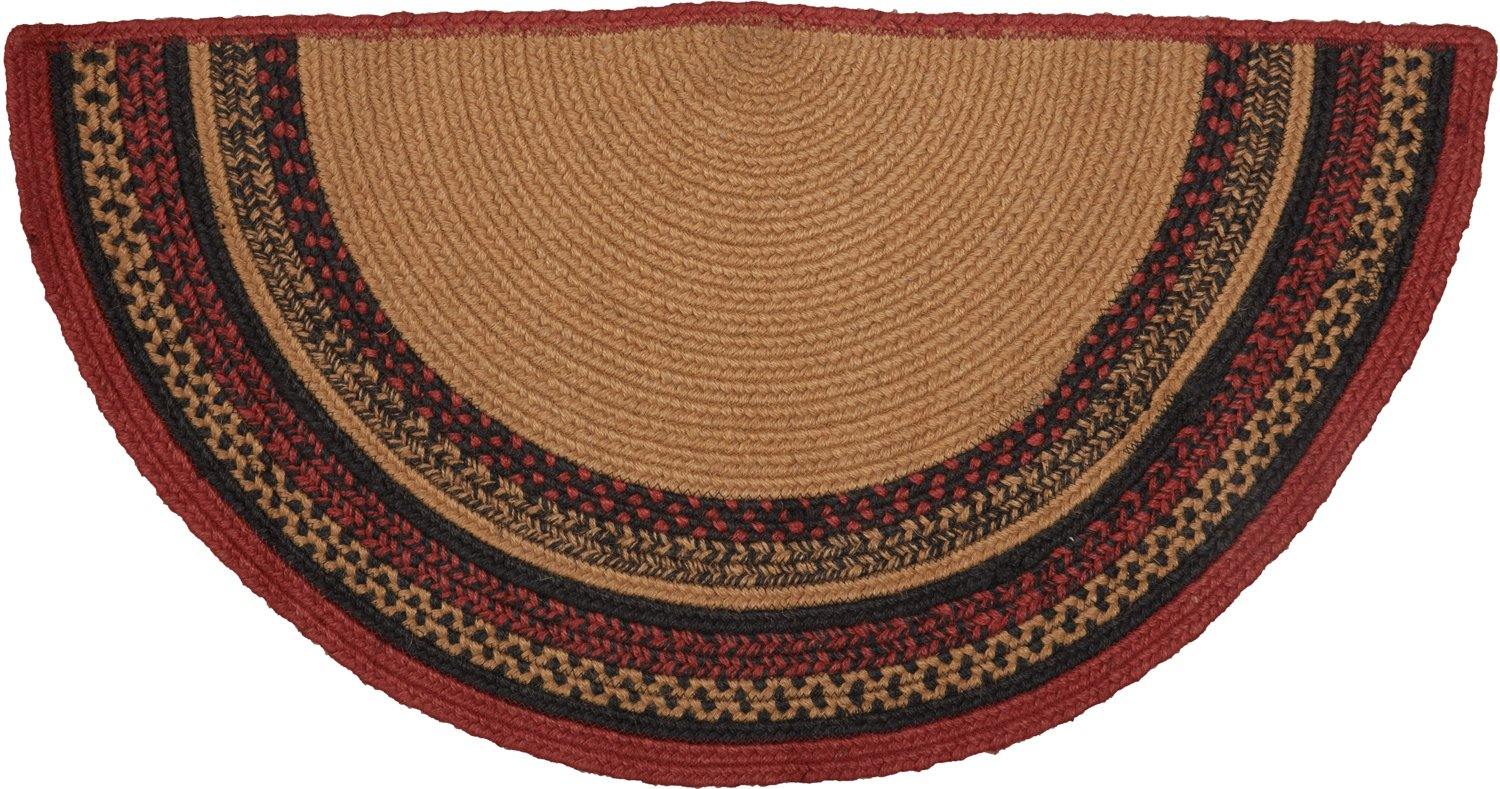 Cumberland Stenciled Moose Jute Braided Rug Half Circle 16.5"x33" with Rug Pad VHC Brands - The Fox Decor