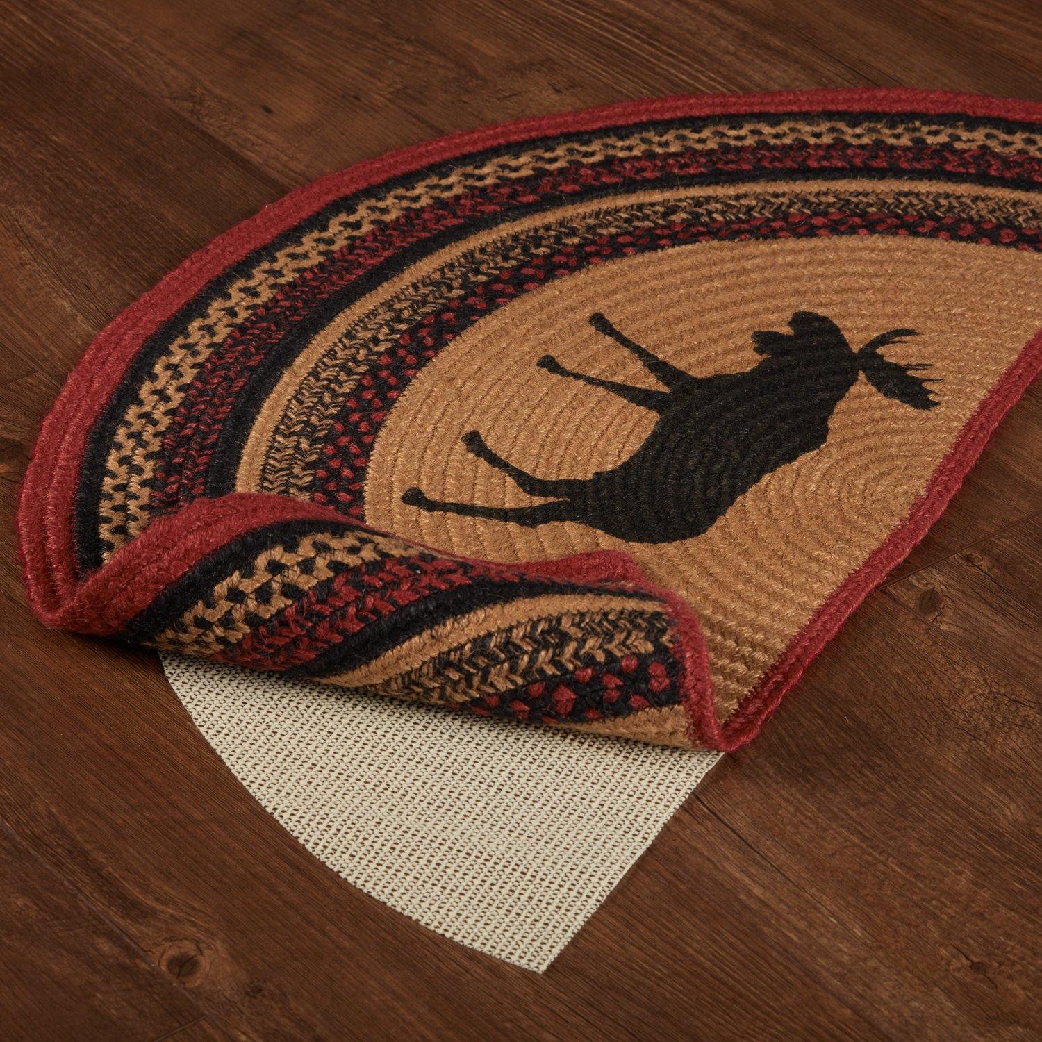 Cumberland Stenciled Moose Jute Braided Rug Half Circle 16.5"x33" with Rug Pad VHC Brands - The Fox Decor