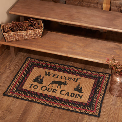 Cumberland Stenciled Moose Jute Braided Rug Rect Welcome to the Cabin 20
