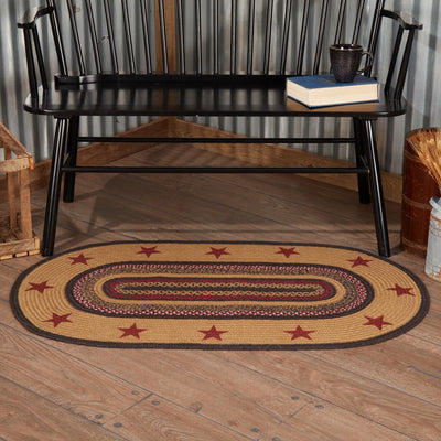 Landon Jute Braided Rug Oval Stencil Stars 27