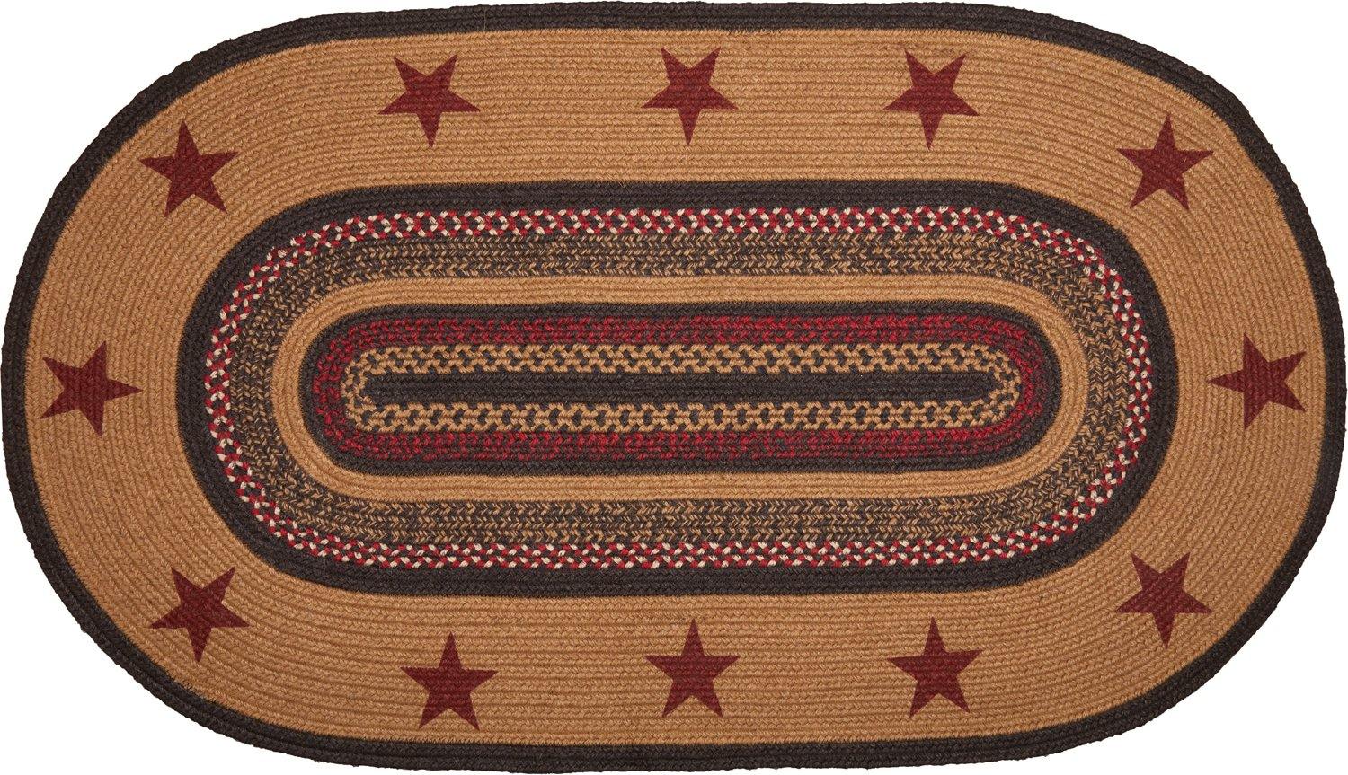 Landon Jute Braided Rug Oval Stencil Stars 27"x48" with Rug Pad VHC Brands - The Fox Decor