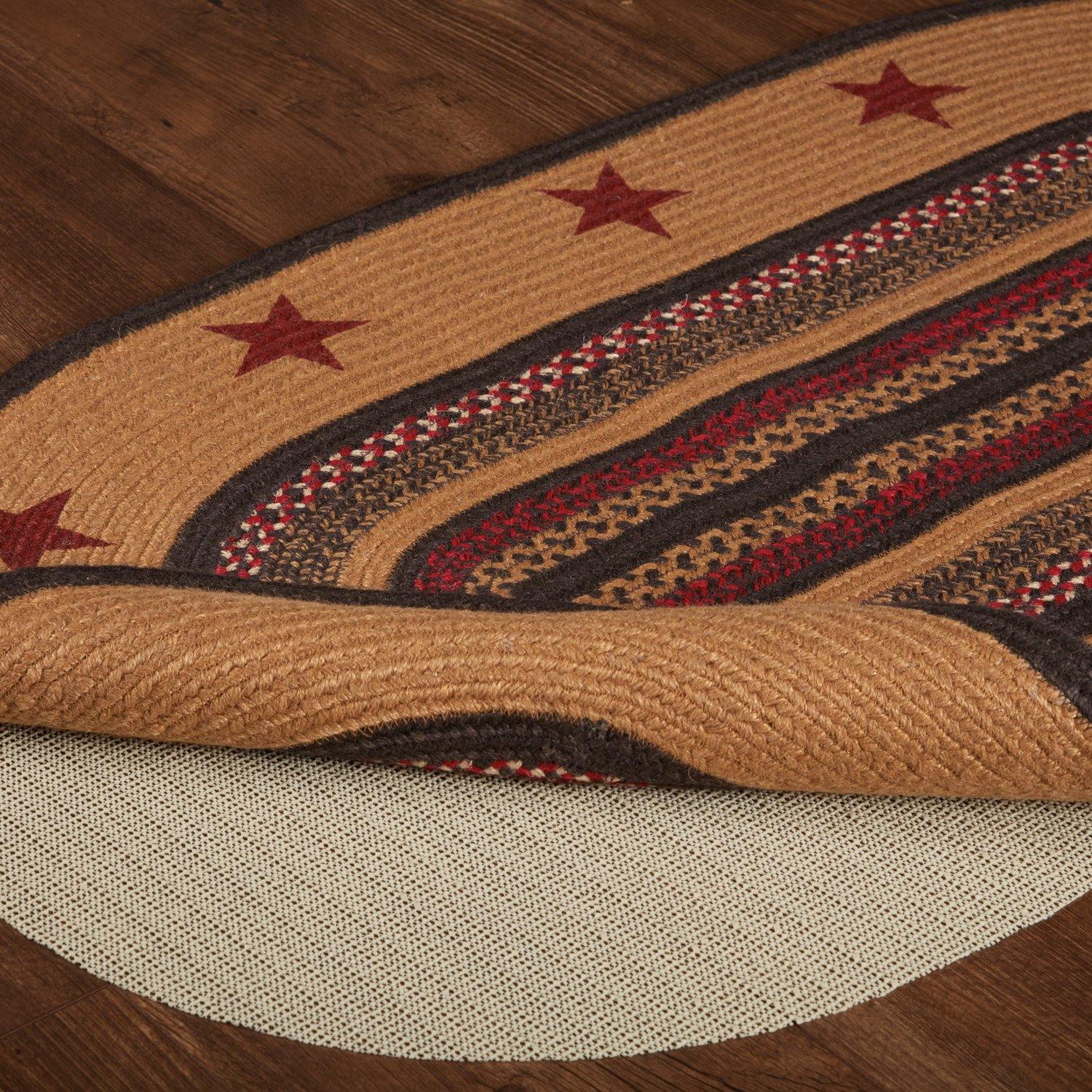 Landon Jute Braided Rug Oval Stencil Stars 27"x48" with Rug Pad VHC Brands - The Fox Decor