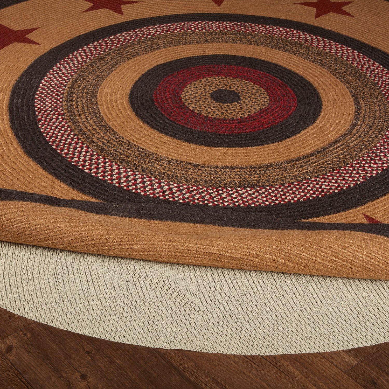 Landon Jute Braided Rug Round 6ft Stencil Stars with Rug Pad VHC Brands - The Fox Decor