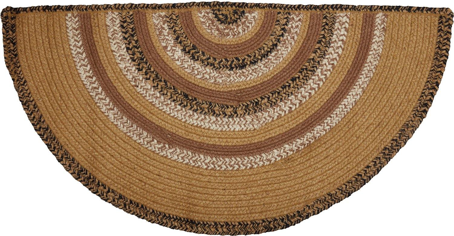 Kettle Grove Jute Braided Rug Half Circle Stencil Stars 16.5"x33" with Rug Pad VHC Brands - The Fox Decor