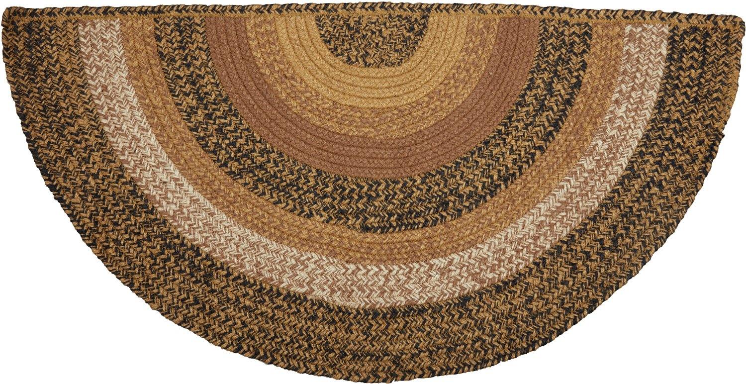 Kettle Grove Jute Braided Rug Half Circle 16.5"x33" with Rug Pad VHC Brands - The Fox Decor