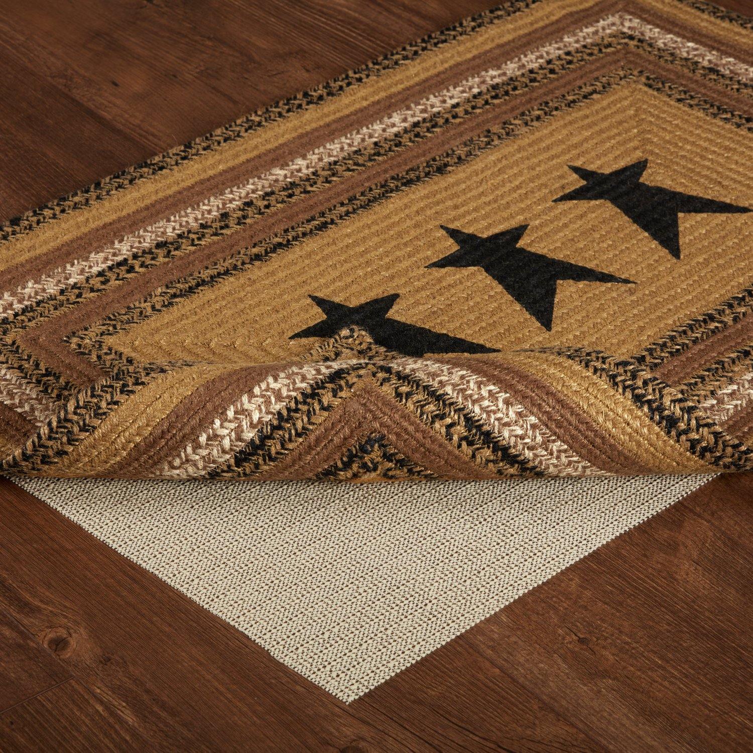 Kettle Grove Jute Braided Rug Rect Stencil Stars 24"x36" with Rug Pad VHC Brands - The Fox Decor