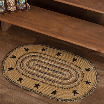 Kettle Grove Jute Braided Rug Oval Stencil Stars Border 20'x30' with Rug Pad VHC Brands