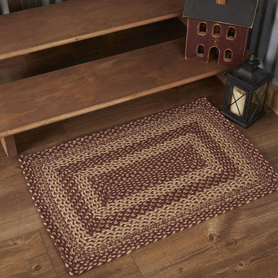 Burgundy Tan Jute Braided Rug Rect 24