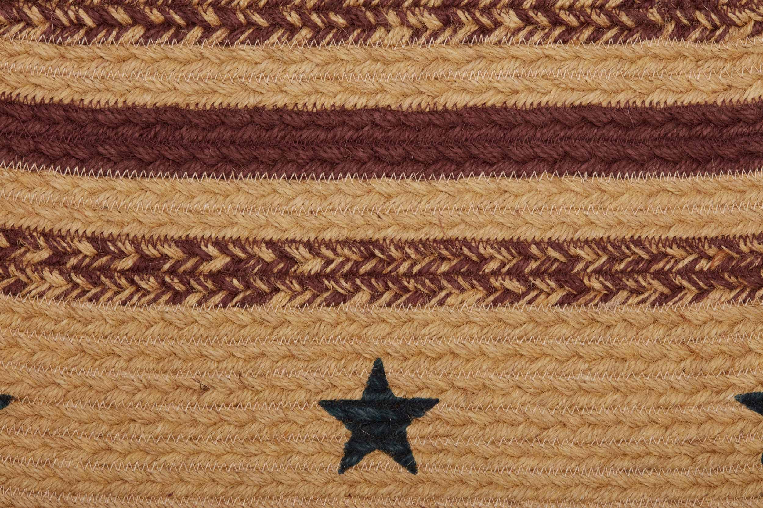 Potomac Jute Braided Rug Oval Stencil Stars 20"x30" with Rug Pad VHC Brands - The Fox Decor