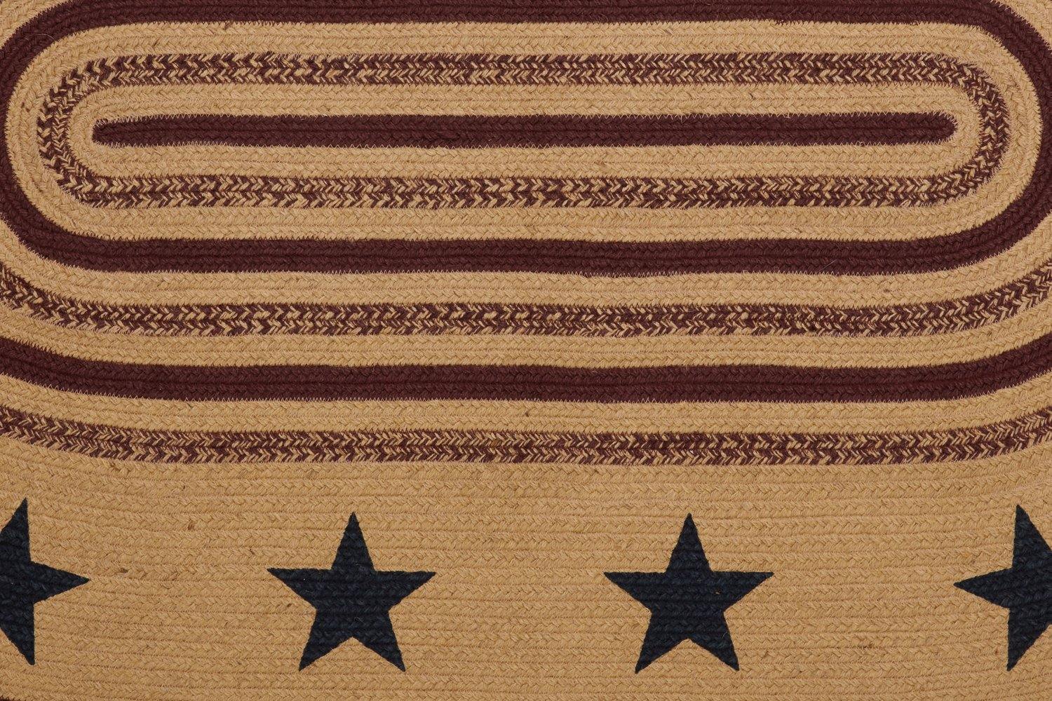 Potomac Jute Braided Rug Oval Stencil Stars 3'x5' with Rug Pad VHC Brands - The Fox Decor