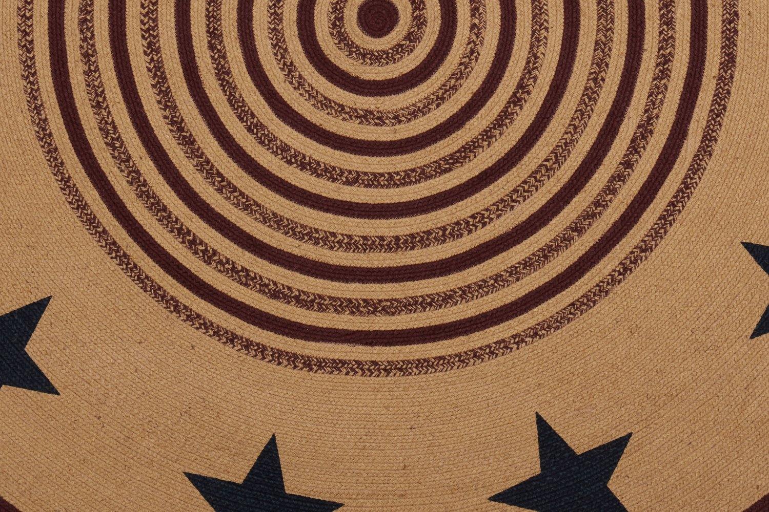 Potomac Jute Braided Rug Round Stencil Stars 6ft with Rug Pad VHC Brands - The Fox Decor