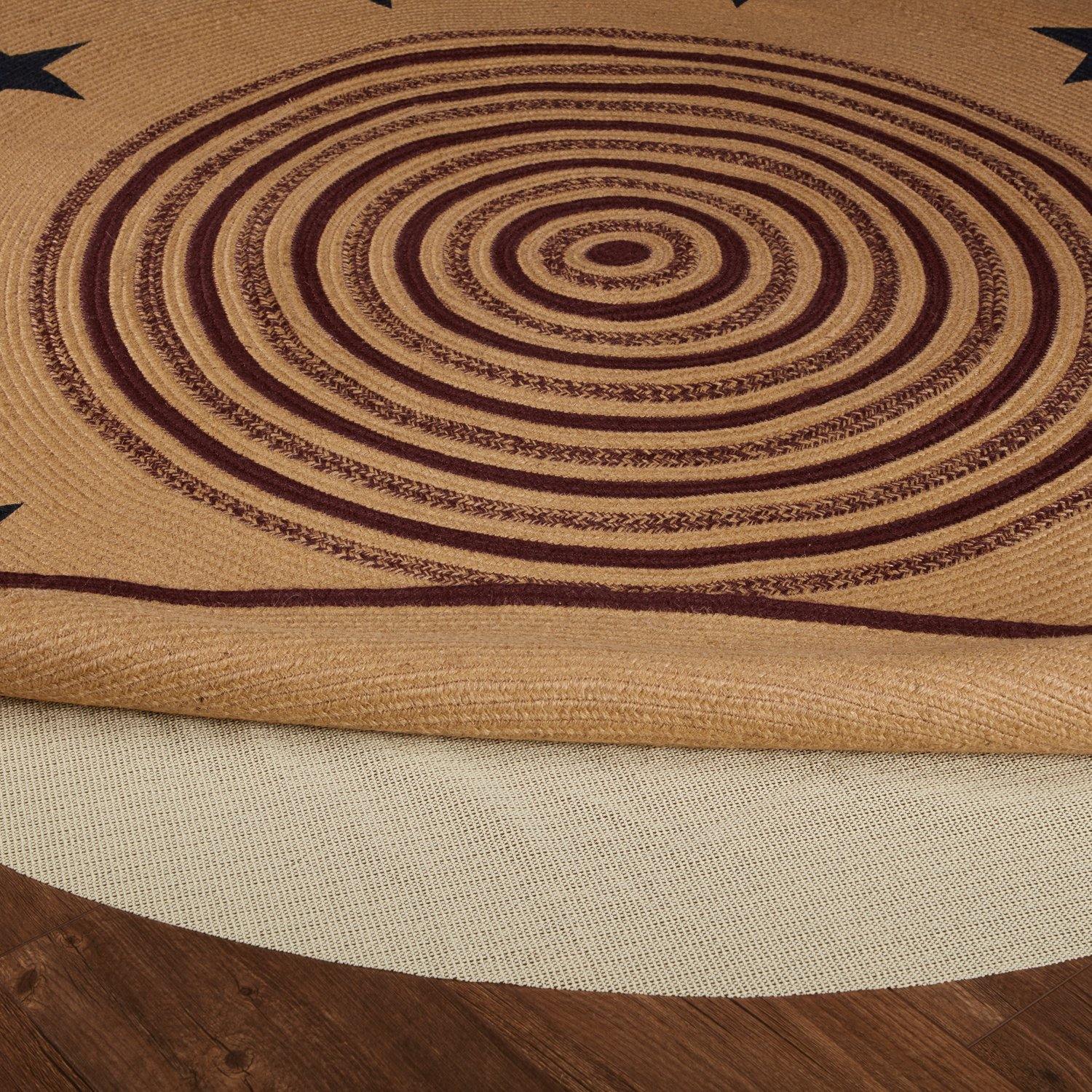 Potomac Jute Braided Rug Round Stencil Stars 6ft with Rug Pad VHC Brands - The Fox Decor