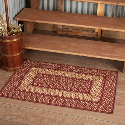 Burgundy Red Primitive Jute Braided Rug Rect 24