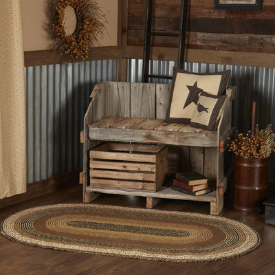 Kettle Grove Jute Braided Rug Oval 3'x5' with Rug Pad VHC Brands