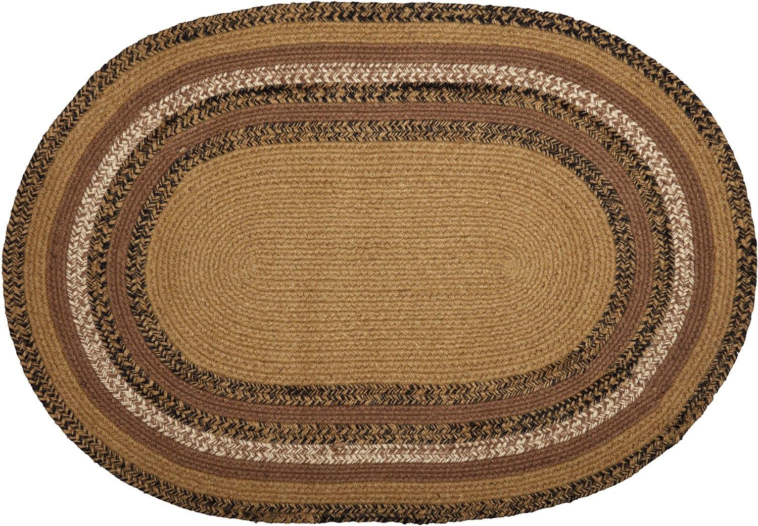 Kettle Grove Jute Braided Rug Oval Stencil Stars 24"x36" with Rug Pad VHC Brands - The Fox Decor