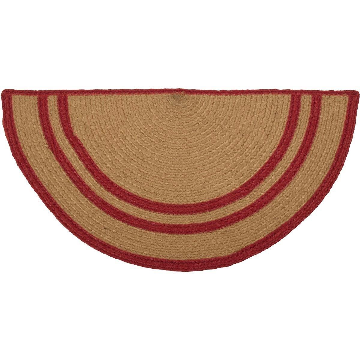 Liberty Stars Flag Jute Braided Rug Half Circle 16.5"x33" with Rug Pad VHC Brands - The Fox Decor