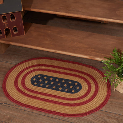 Liberty Stars Flag Jute Braided Rug Oval 20