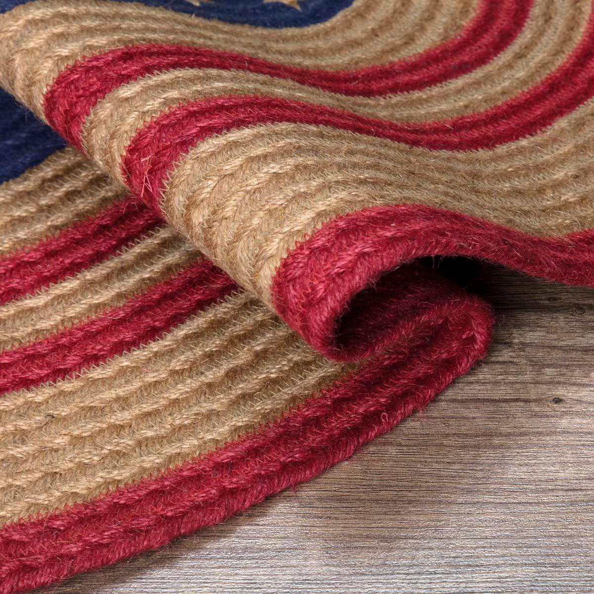 Liberty Stars Flag Jute Braided Rug Oval 20"x30" with Rug Pad VHC Brands - The Fox Decor