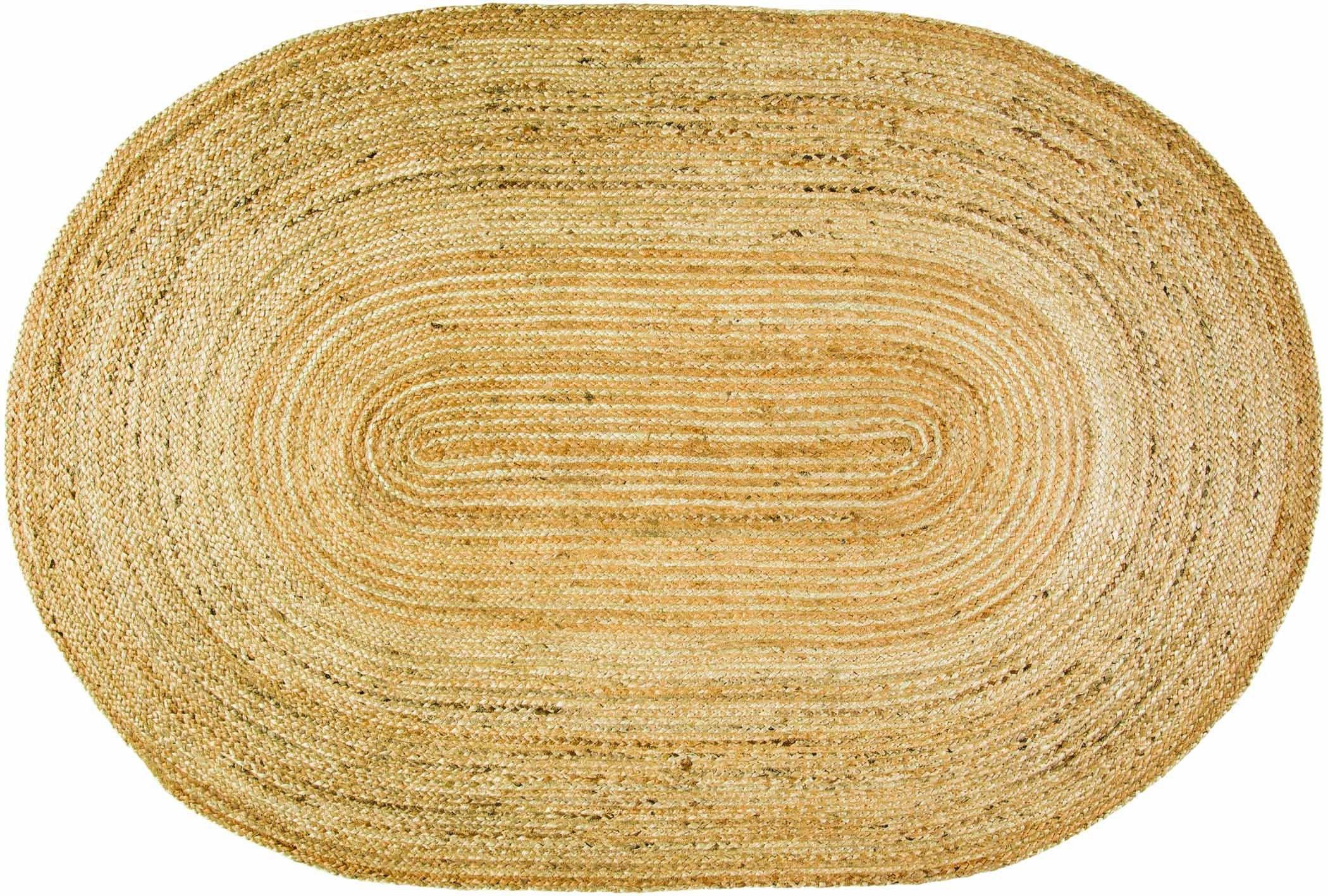 Natural Jute Braided Rug Oval 3'x5' with Rug Pad VHC Brands - The Fox Decor