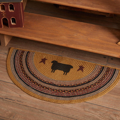 Heritage Farms Sheep Jute Braided Rug Half Circle 16.5