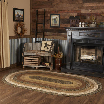 Kettle Grove Jute Braided Rug Oval 5'x8' with Rug Pad VHC Brands