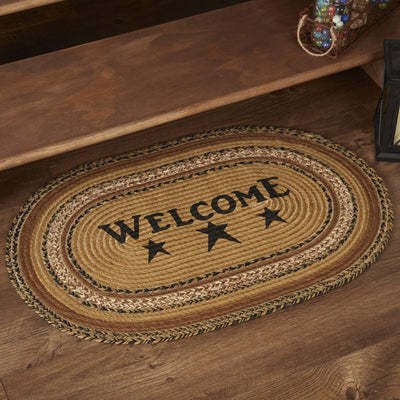 Kettle Grove Jute Rug Oval Stencil Star Welcome 20