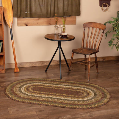 Tea Cabin Jute Braided Rug Oval 3'x5' with Rug Pad VHC Brands