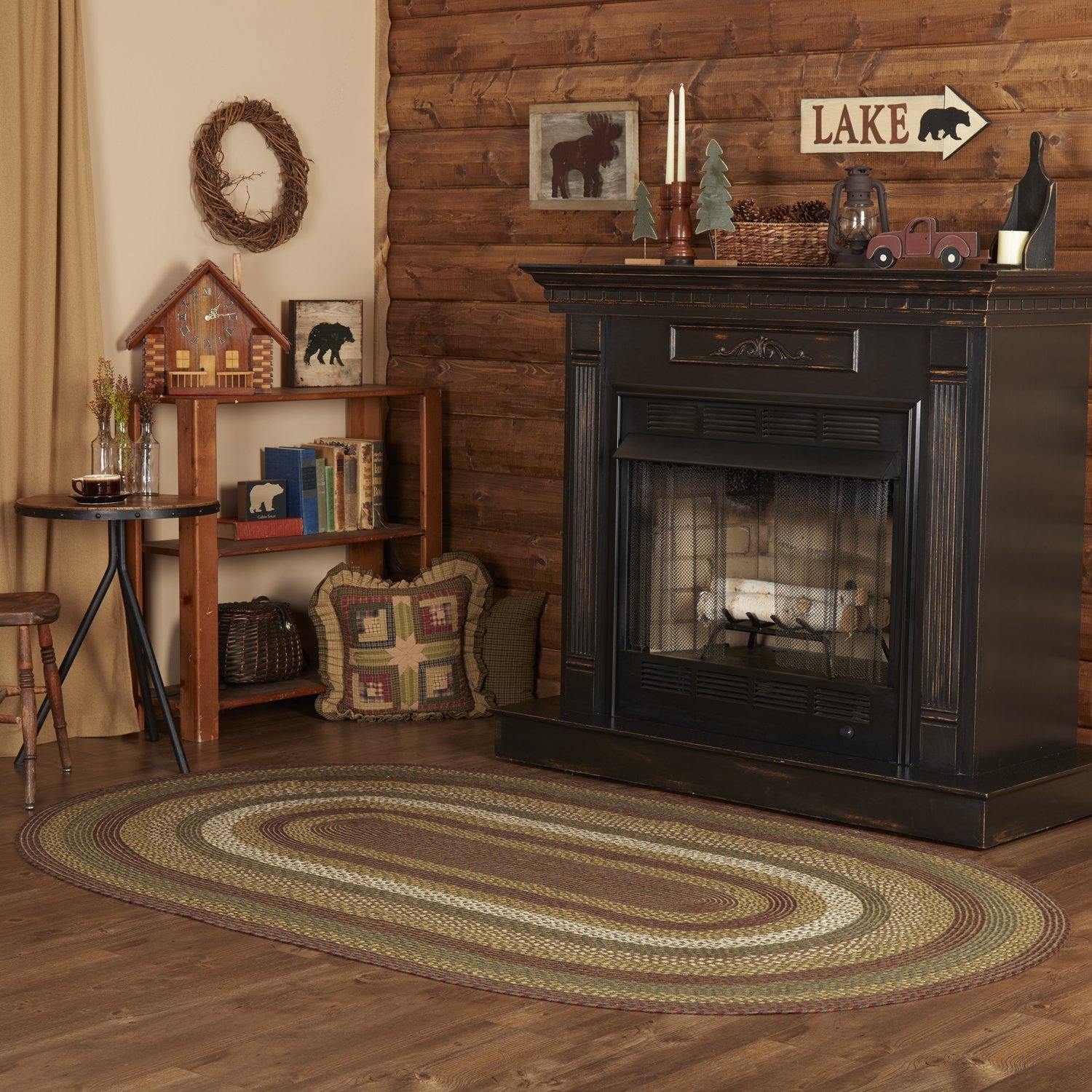 Tea Cabin Jute Braided Rug Oval 5'x8' with Rug Pad VHC Brands - The Fox Decor