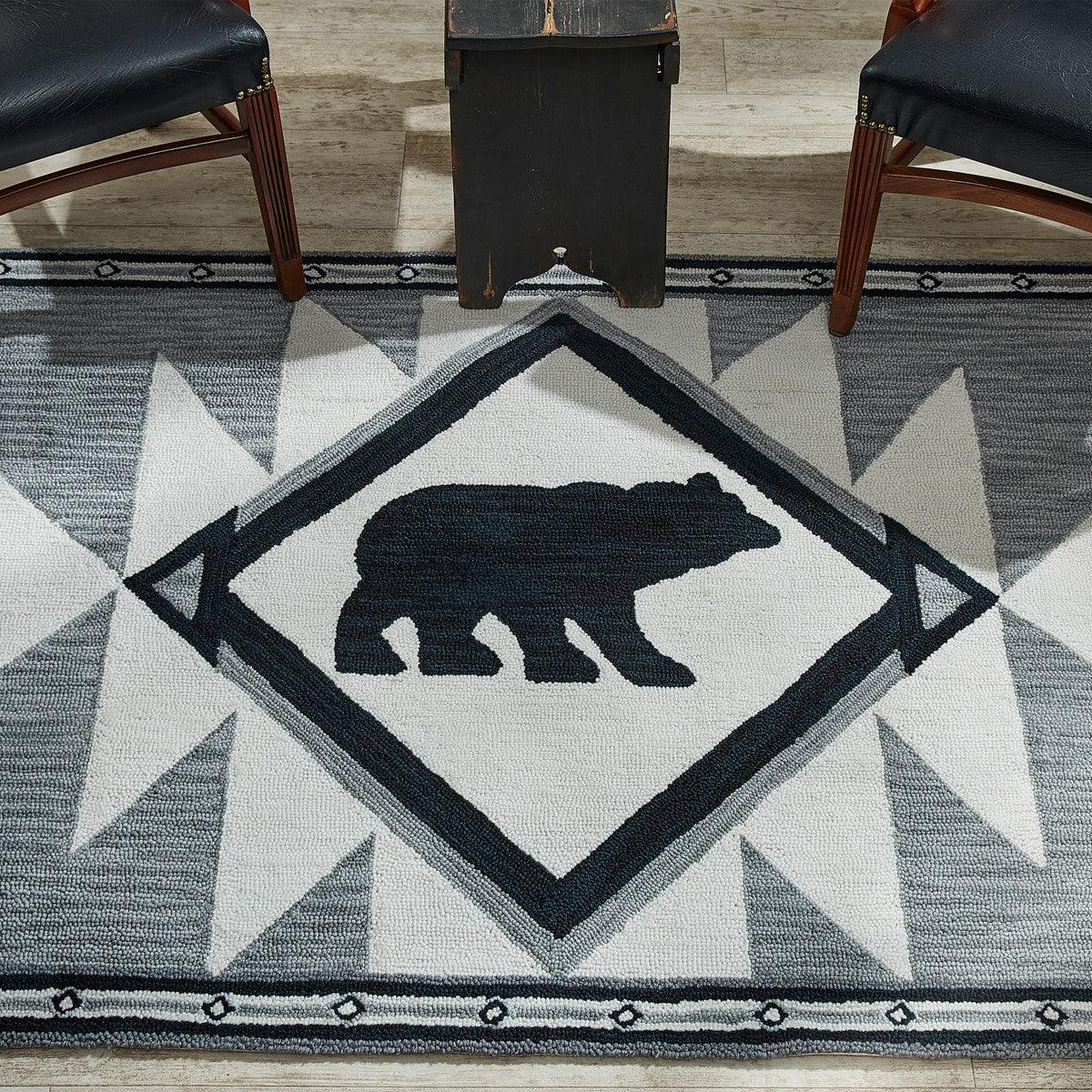 Tribal Hooked Rug Black, Gray Park Designs - The Fox Decor