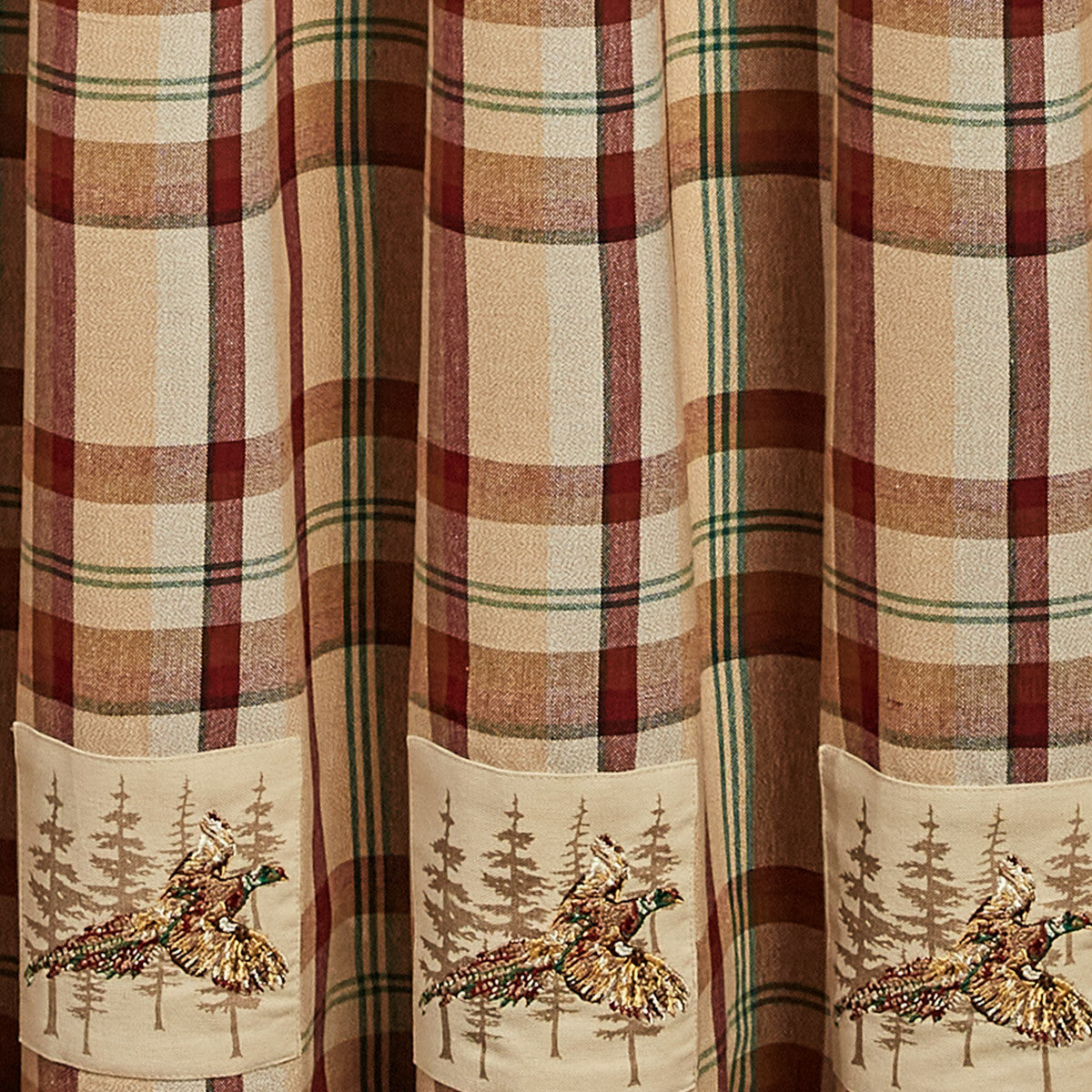 Gamekeeper Plaid Pheasant Patch Shower Curtain 72" X 72"  Park Designs