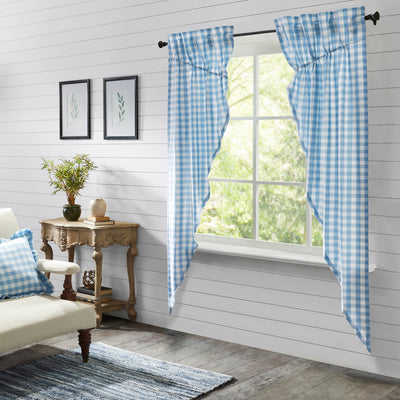 Annie Buffalo Blue Check Prairie Long Panel Set of 2 84x36x18 VHC Brands