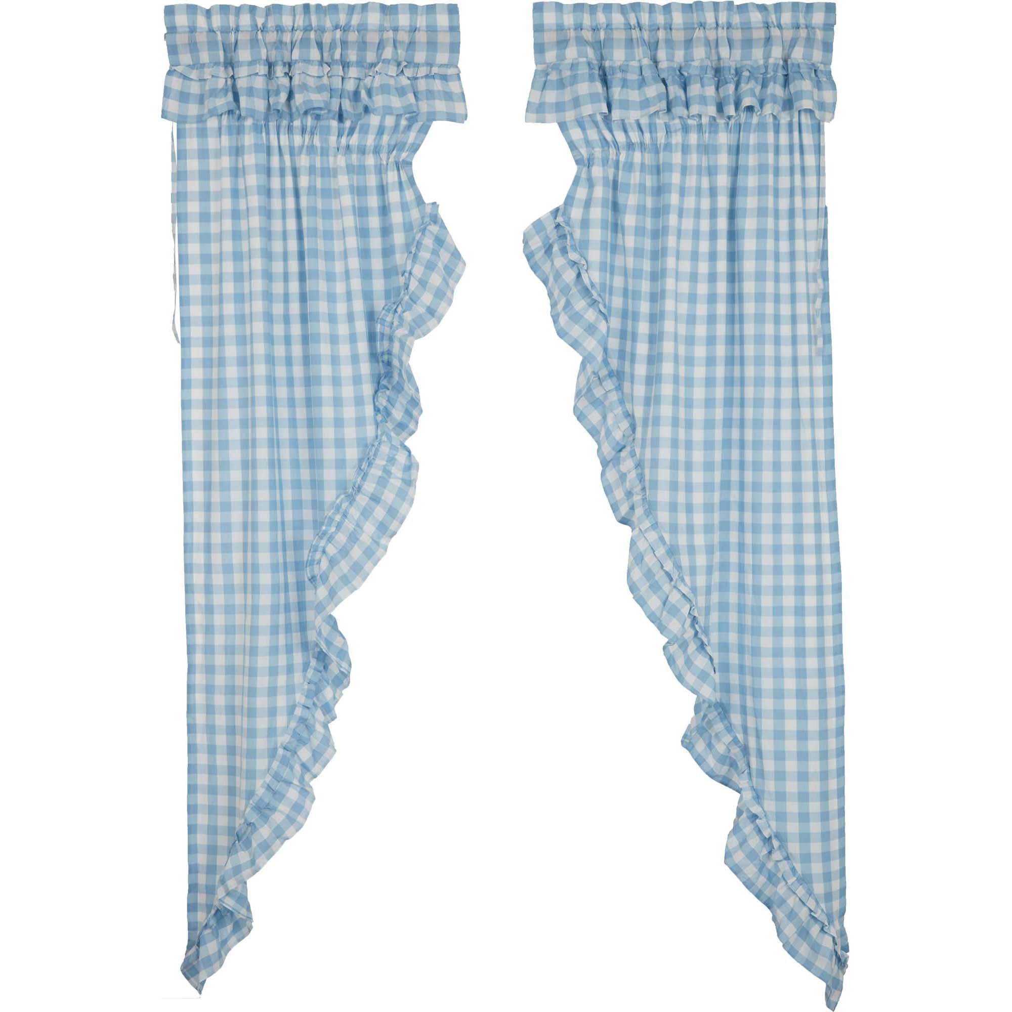 Annie Buffalo Blue Check Ruffled Prairie Long Panel Set of 2 84x36x18 VHC Brands