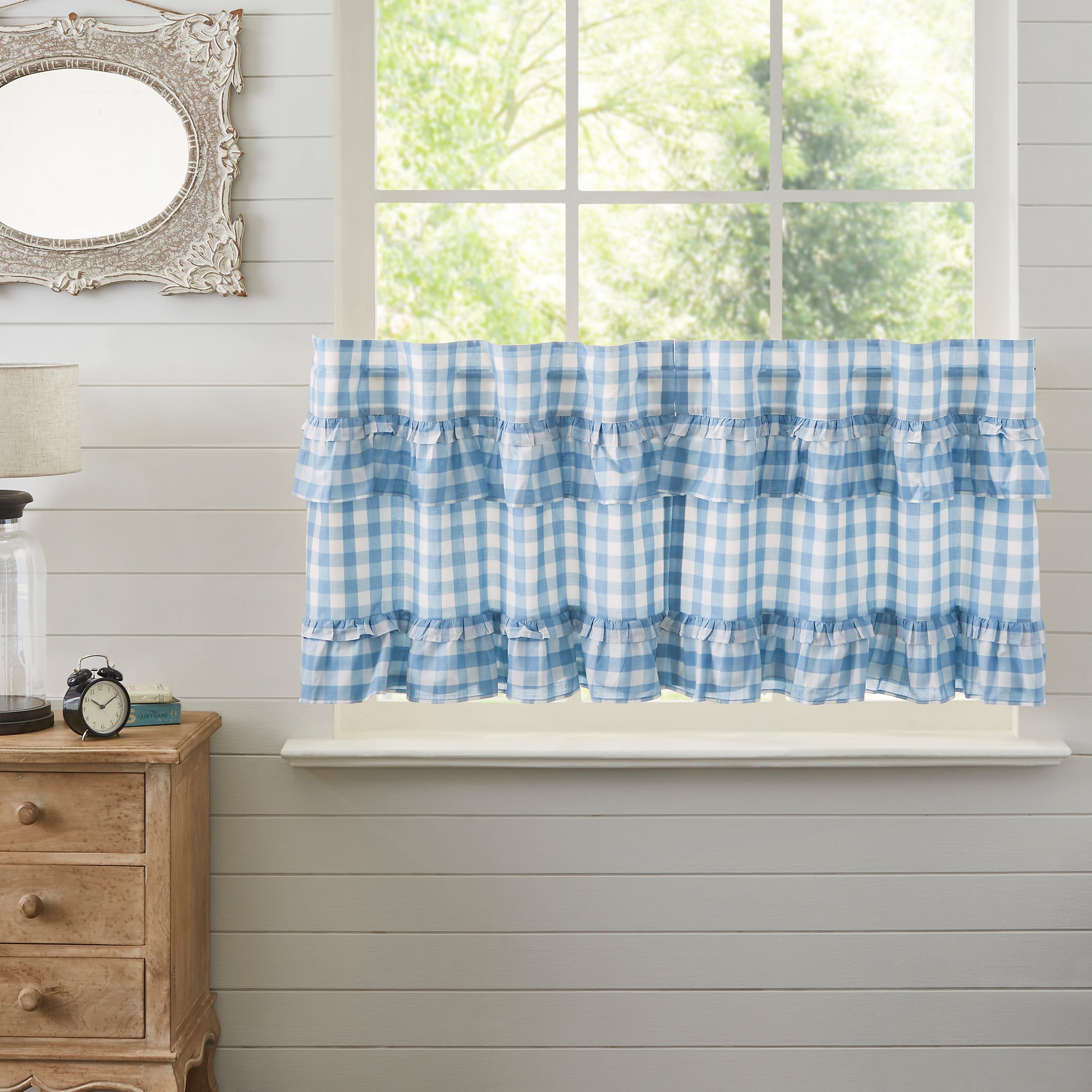 Annie Buffalo Blue Check Ruffled Tier Set of 2 L24xW36 VHC Brands