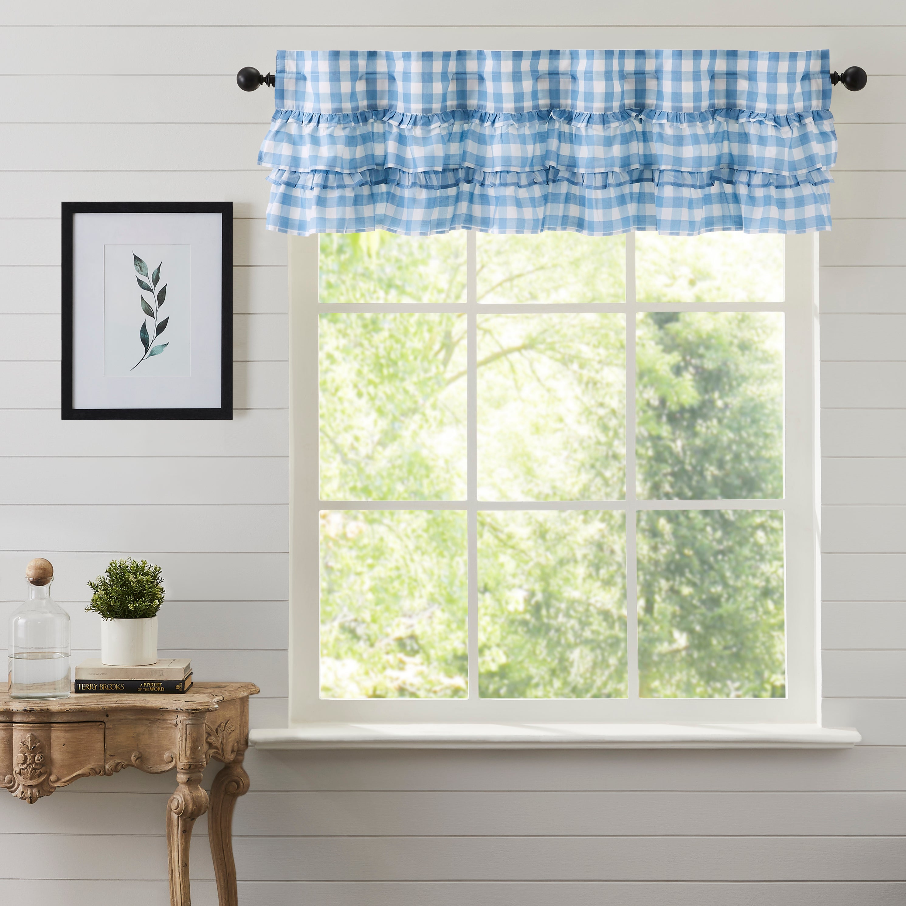 Annie Buffalo Blue Check Ruffled Valance 16x60 VHC Brands